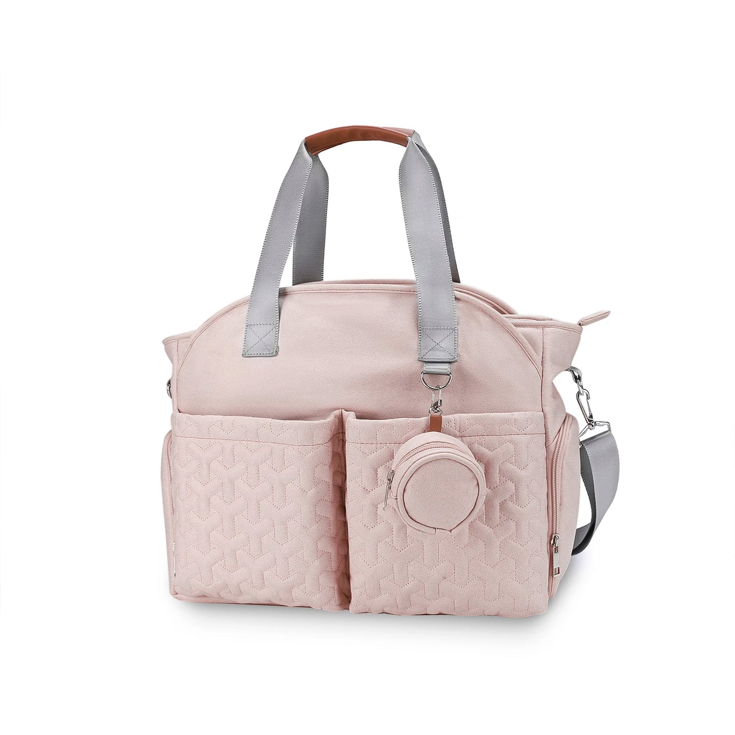Sac à Langer rose maternité - Grande Capacité sur fond blanc