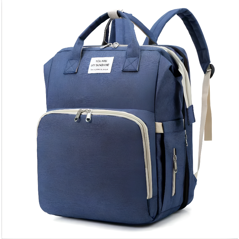 sac a dos a langer bleu marine sur fond blanc