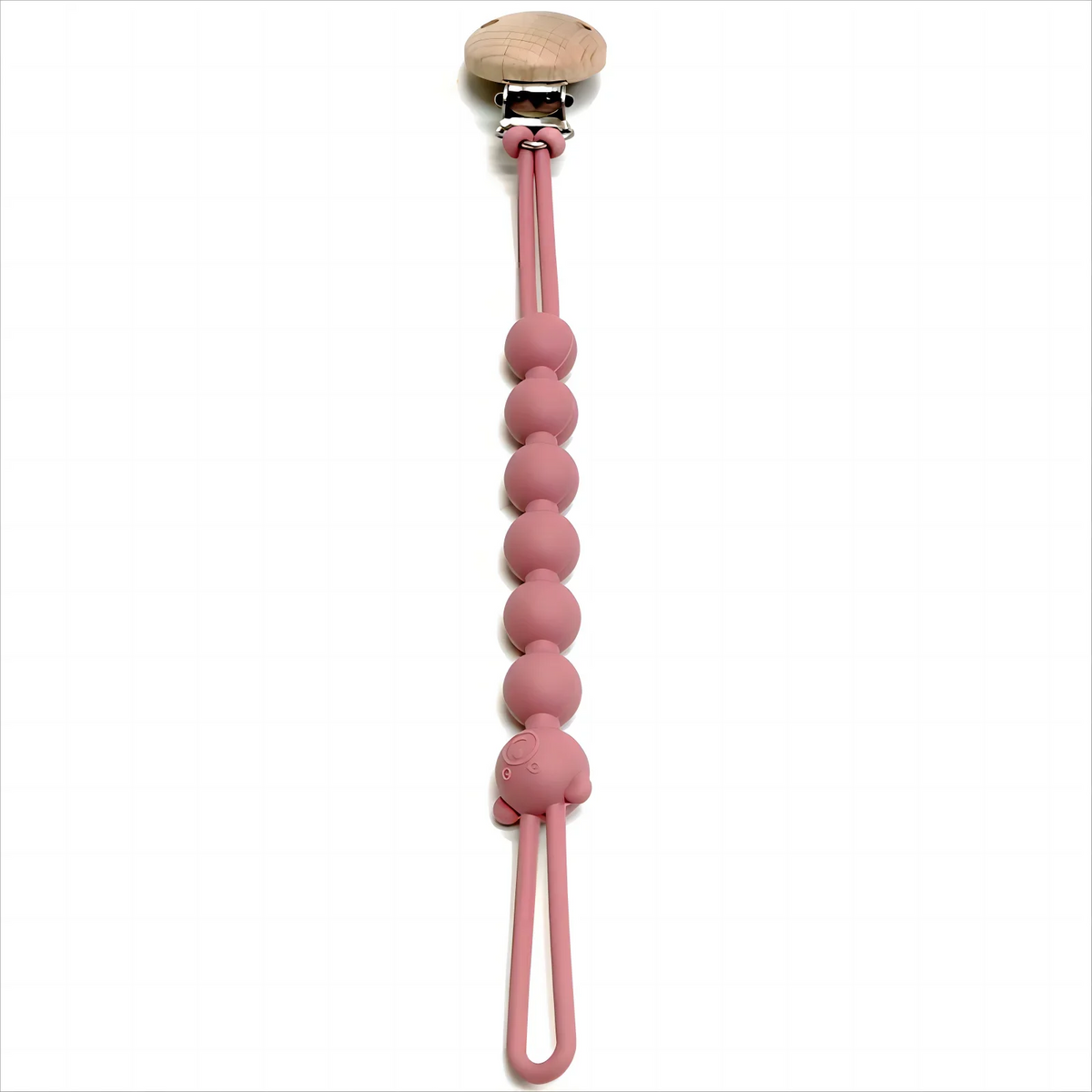 attache tétine rouge sur fond blanc
