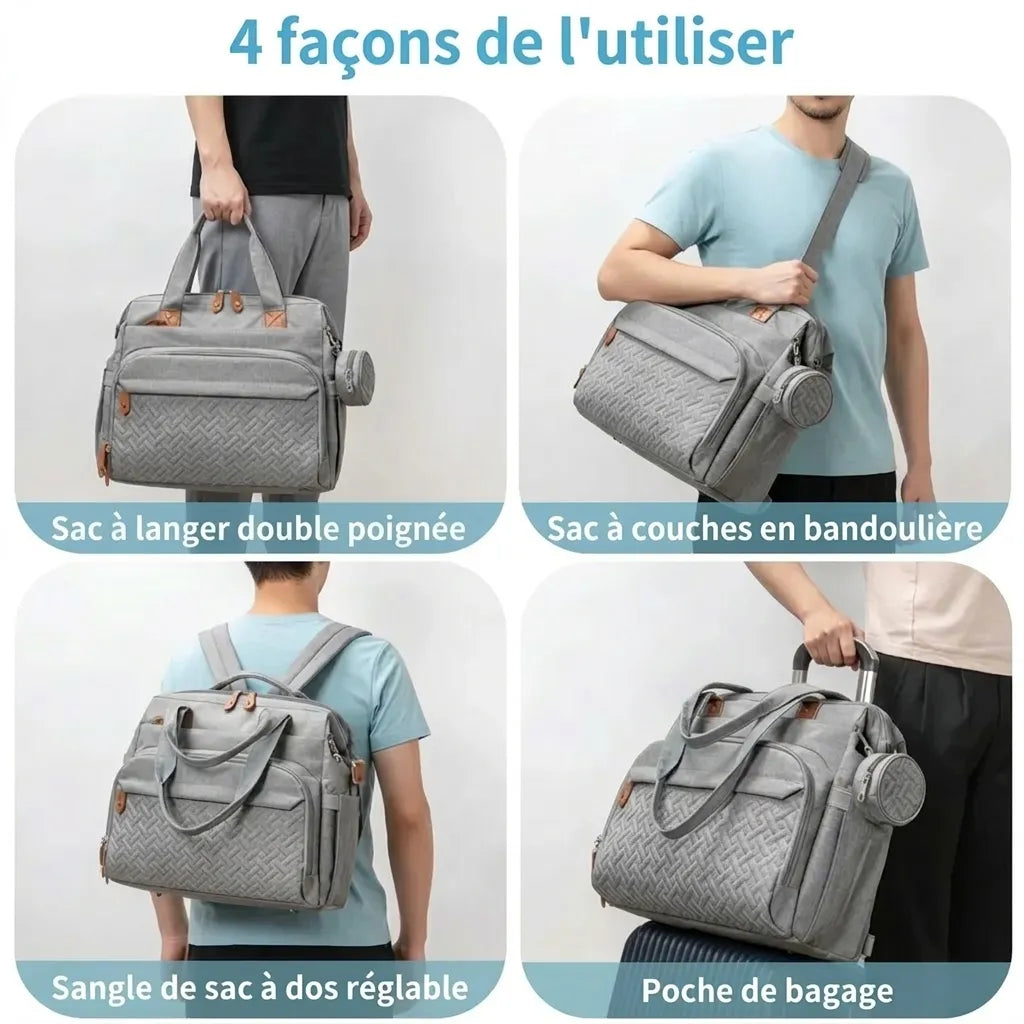 les différentes manières de porter ce sac à langer