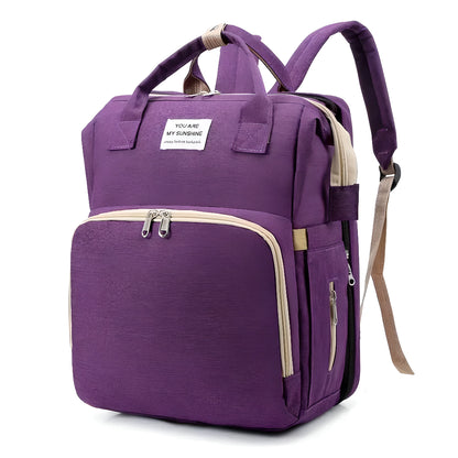 sac a dos a langer violet sur fond blanc