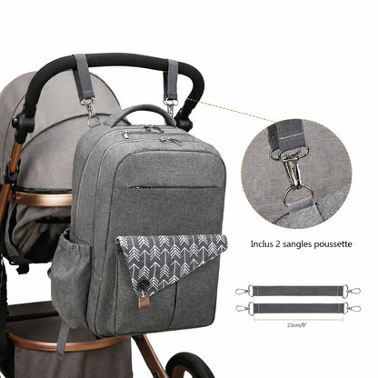 infos sur l'inclusion de 2 sangles poussettes avec le sac à dos à langer large capacite