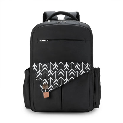 sac à dos à langer noir large capacite sur fond blanc