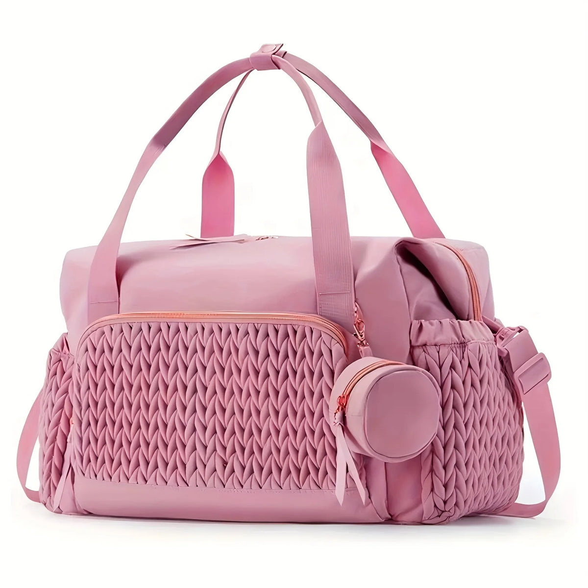 sac à langer grande capacité rose sur fond blanc